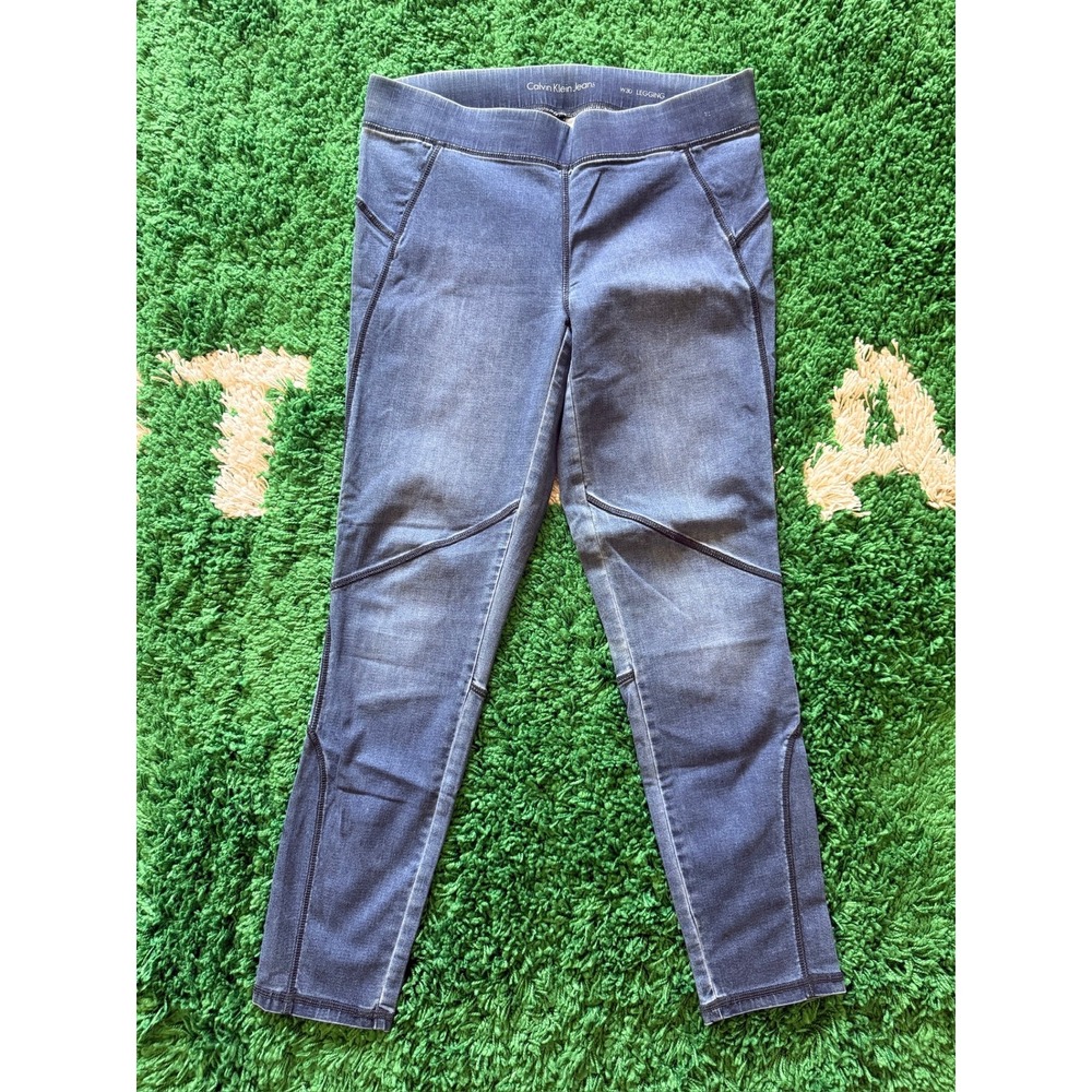 Calvin Klein Jeans Womens Blue Moto Denim Leggings Pull On Jeggings Size 30